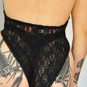 Vintage 80's Frederick's of Hollywood Lace Halter topBodysuit - small